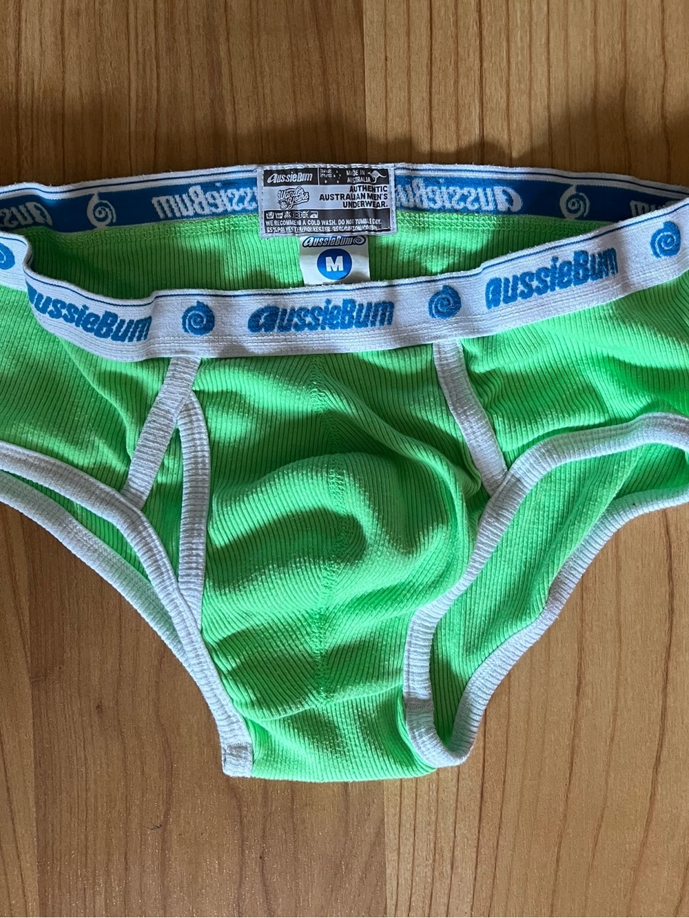 AussieBum Lime Green Briefs with White Trim
